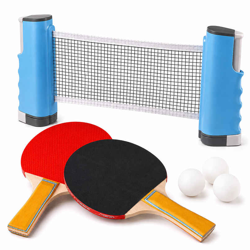 Spanker Sports Table Tennis Set with Retractable Net, 2 Bats & 3 Balls for Indoor Play Spanker Sports Table Tennis Set with Retractable Net, 2 Bats & 3 Balls for Indoor Play
