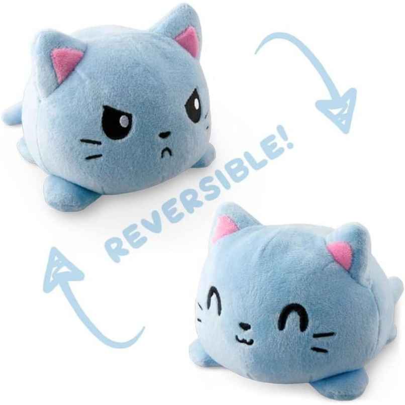 Babique Reversible Cat Stuffed Toy 15 cm, Blue | Plush Soft, Kids, Home Decor