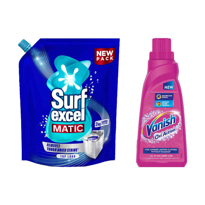 Surf Excel Matic Liquid Detergent for Top Load & Vanish Liquid Stain Remover & Detergent Booster For Clothes | Combo