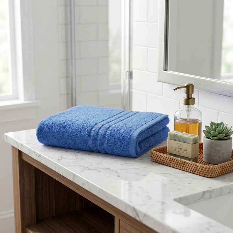 Home Elegance by myTrident Comfort Living Cotton Bath Towel | 70cm x 140cm | 400 GSM | Ocean Blue