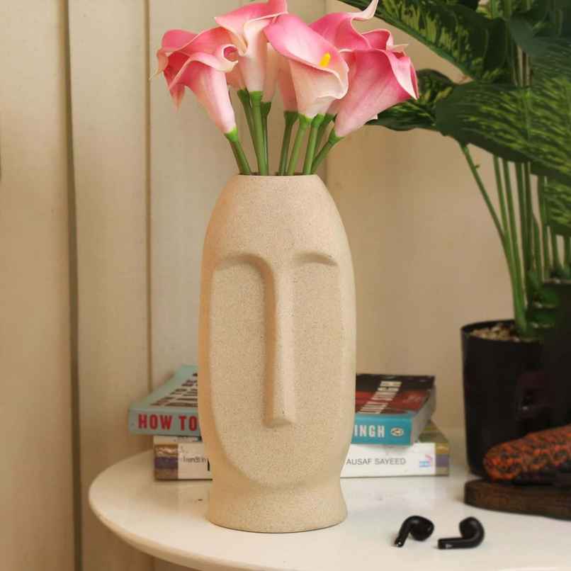 Tied Ribbons Ceramic Face Shape Vase Without Flowers