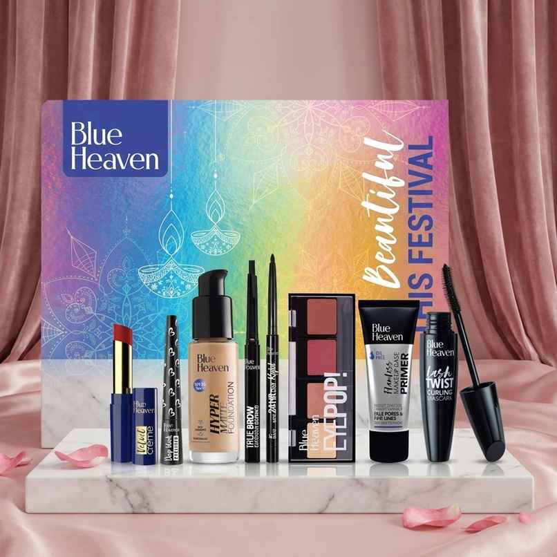 Blue Heaven Festive Makeup Gift Set for Women | Complete 8-in-1 Makeup Essential Kit