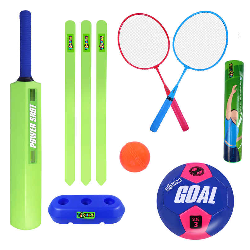 Toyshine Stricker 3 In 1 Super Sports Combo For Age 3-7 Years Cricket Badminton Football