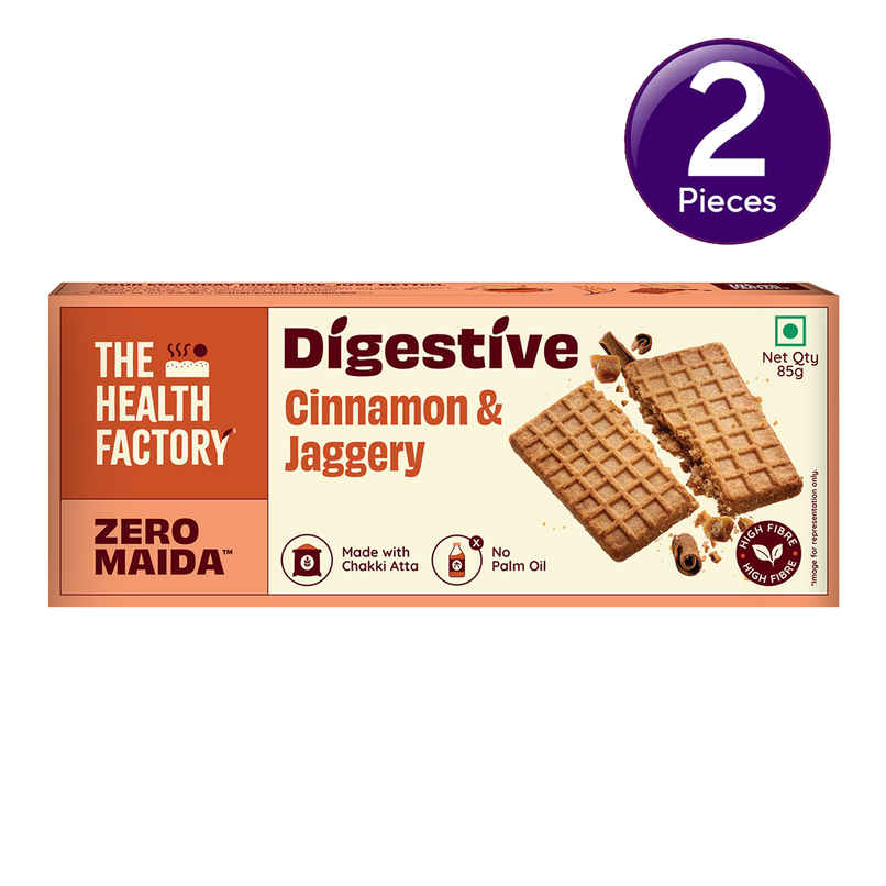 The Health Factory Zero Maida Digestive Biscuits | Cinnamon & Jaggery Combo The Health Factory Zero Maida Digestive Biscuits | Cinnamon & Jaggery Combo