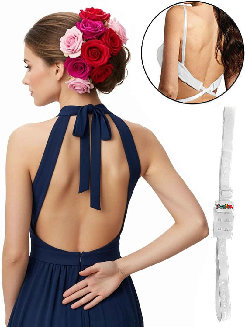 D'chica Women's Adjustable Low Back Bra Converter | 2-Hook Extender Strap | White - Free Size D'chica Women's Adjustable Low Back Bra Converter | 2-Hook Extender Strap | White - Free Size