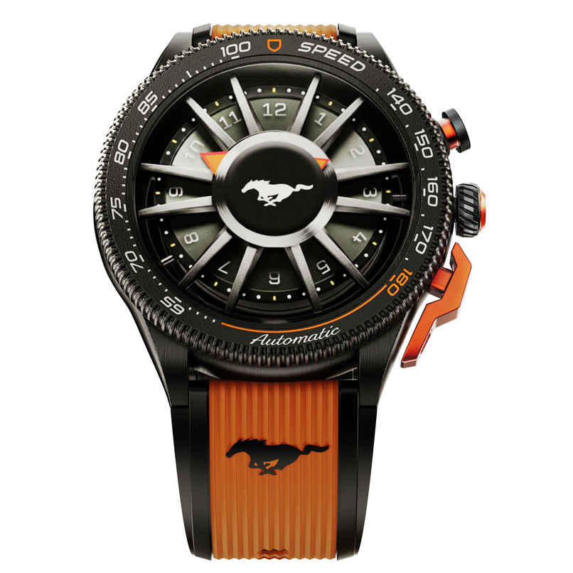 GOBOULT Mustang Stallion Turbo Orange Functional Rotation Ring Action Bezel GOBOULT Mustang Stallion Turbo Orange Functional Rotation Ring Action Bezel
