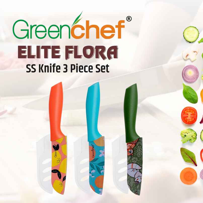 Greenchef 3 Pc Stainless Steel Knife Ss Elite Flora