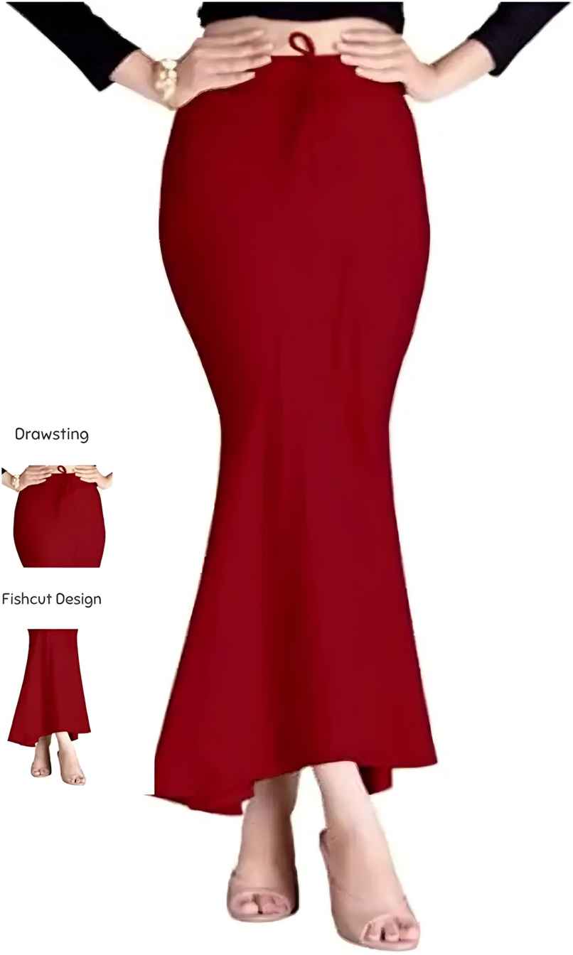 Dunberry London Women Seamless Saree Shapewear | Mermaid Fit With Drawstring | Maroon-Plus Size