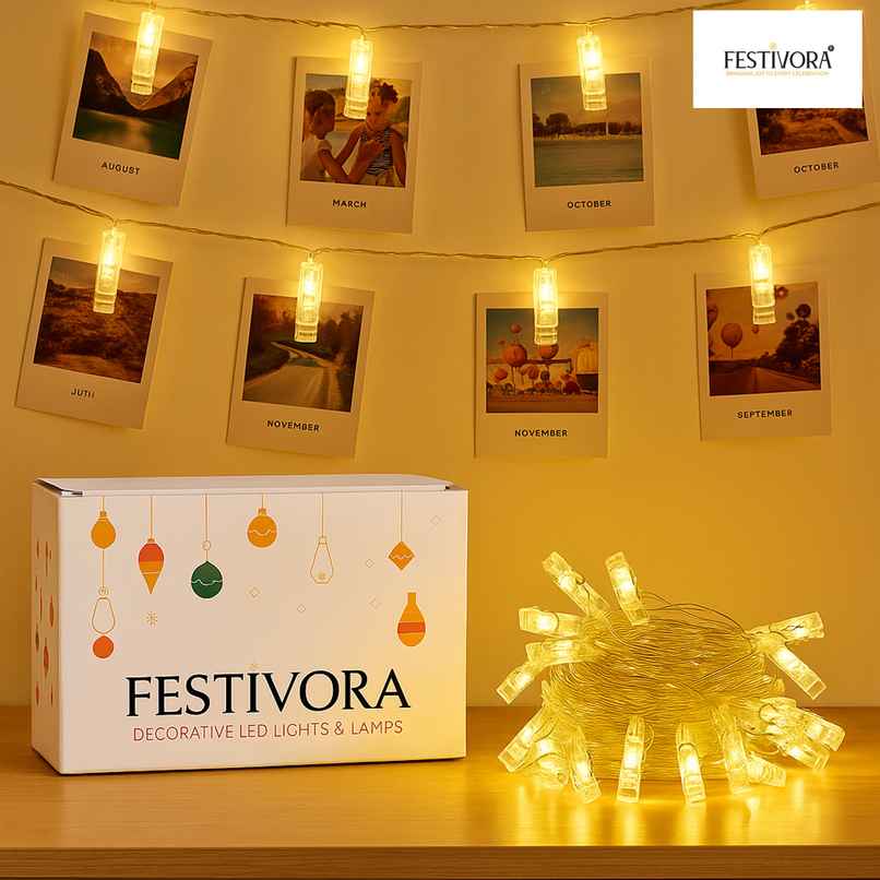 Festivora Photo Clip LED String Lights - for Photo Display | Birthday, Festival, Bedroom Decoration Festivora Photo Clip LED String Lights - for Photo Display | Birthday, Festival, Bedroom Decoration