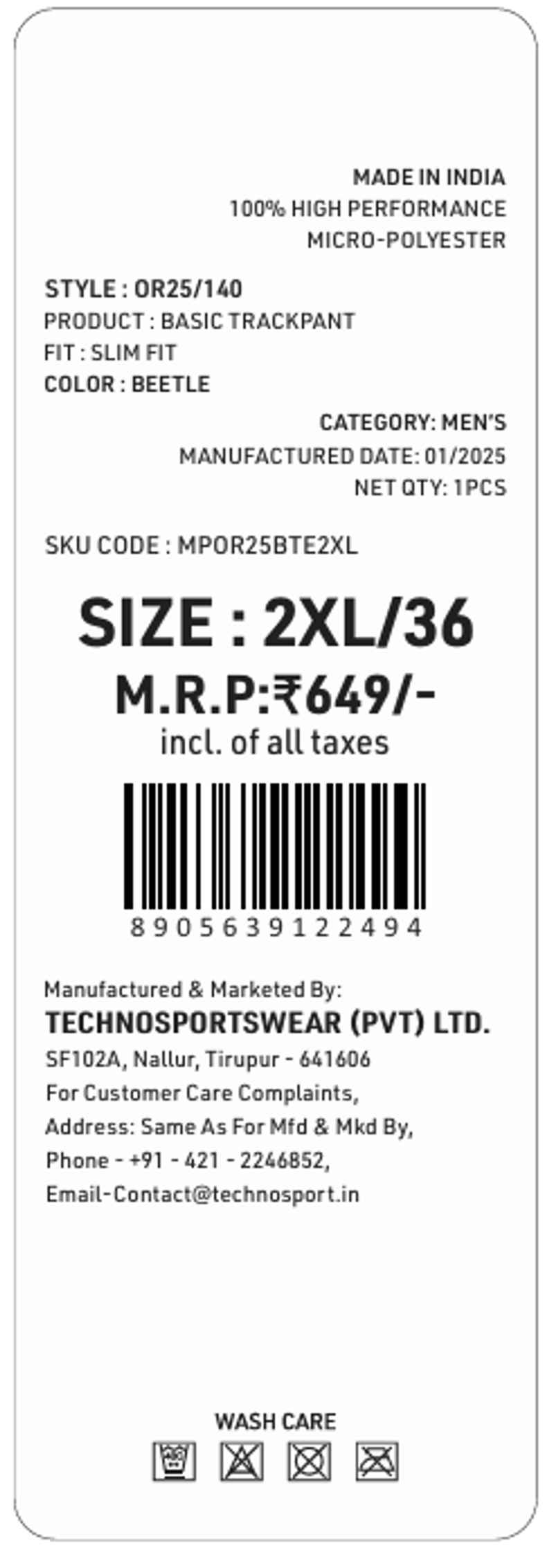 Technosport Men Poly Solid Slim Fit Sports Trackpants with TECHNO DRY | Beetle | L