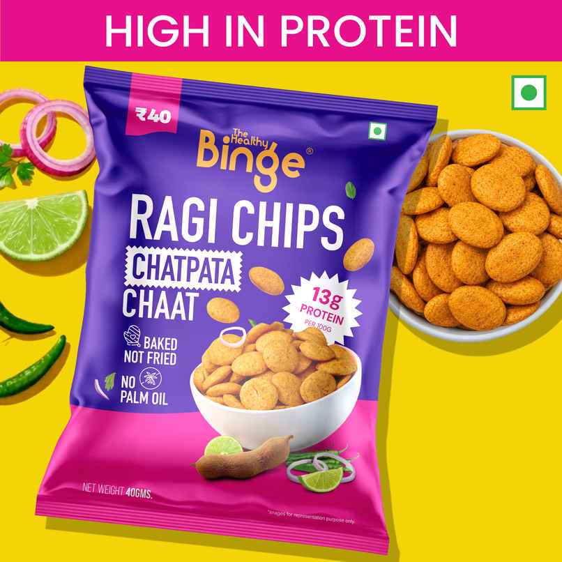 The Healthy Binge Ragi Baked Chips Chatpata Chaat- High Protein & Fibre The Healthy Binge Ragi Baked Chips Chatpata Chaat- High Protein & Fibre