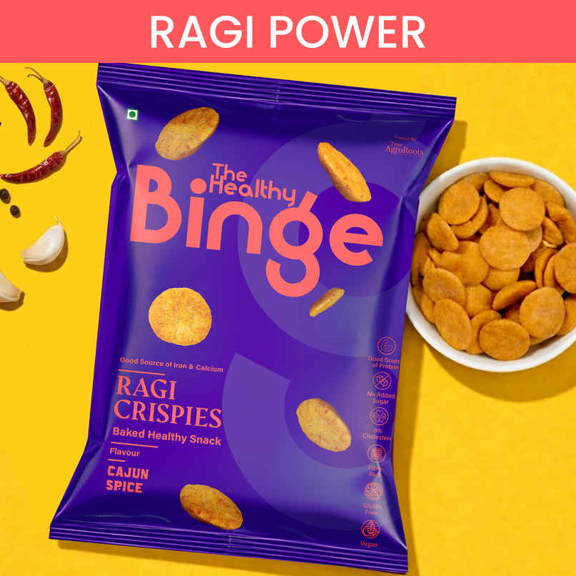 The Healthy Binge Ragi Baked Chips Cajun Spice |High Protein & Fibre The Healthy Binge Ragi Baked Chips Cajun Spice |High Protein & Fibre