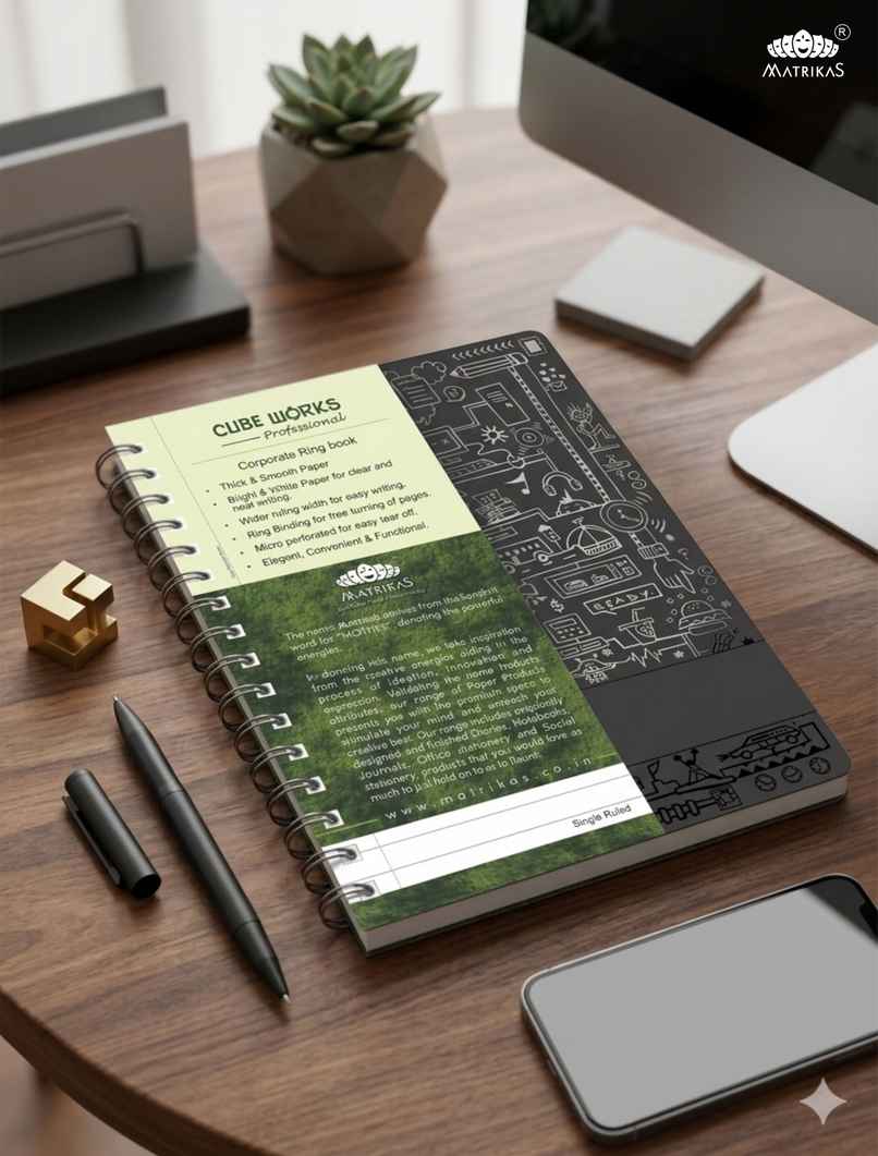 Matrikas Cubeworks Black PP Single Subject Notebook |Ruled| Wire-O-Wire |B5 Size |160 Pages