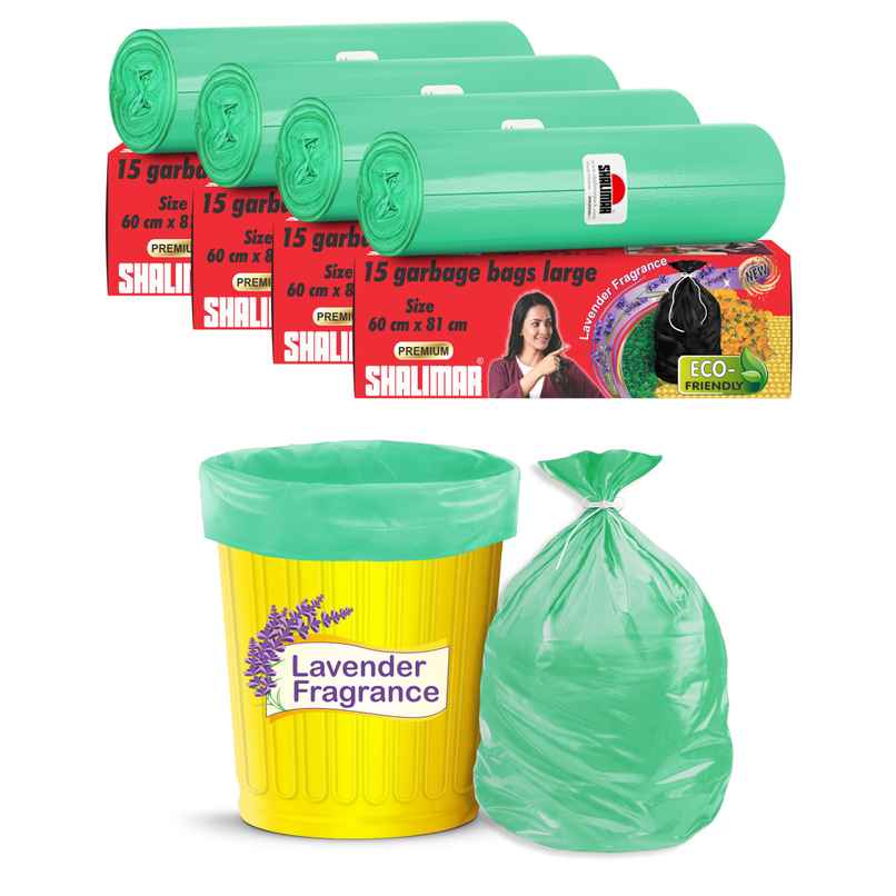 Shalimar Large Garbage Bags 24 x 32 Inches | 60 Bags (15 Bags x 4 Rolls) - Green