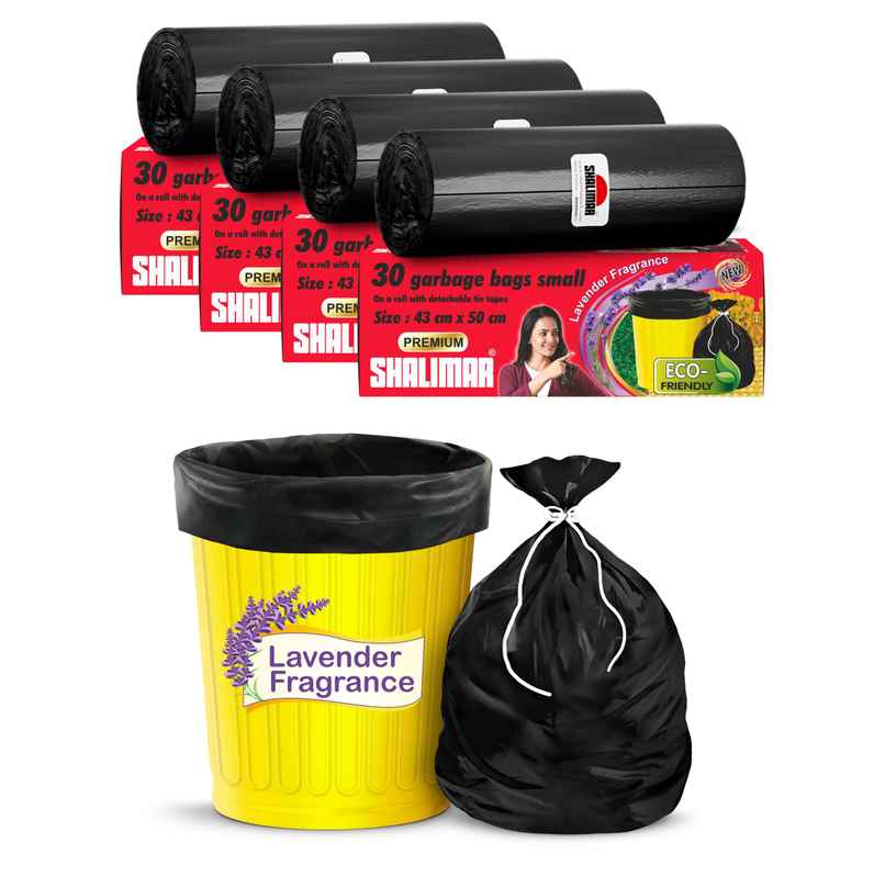 Shalimar Small Garbage Bags 17 x 19 Inches | 120 Bags (30 Bags x 4 Rolls) - Black