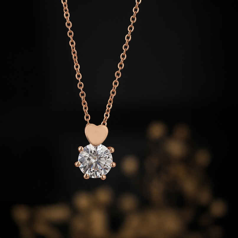 Carlton London 18kt Rose Gold Plated with Solitaire Pendant and Chain | FJN2304