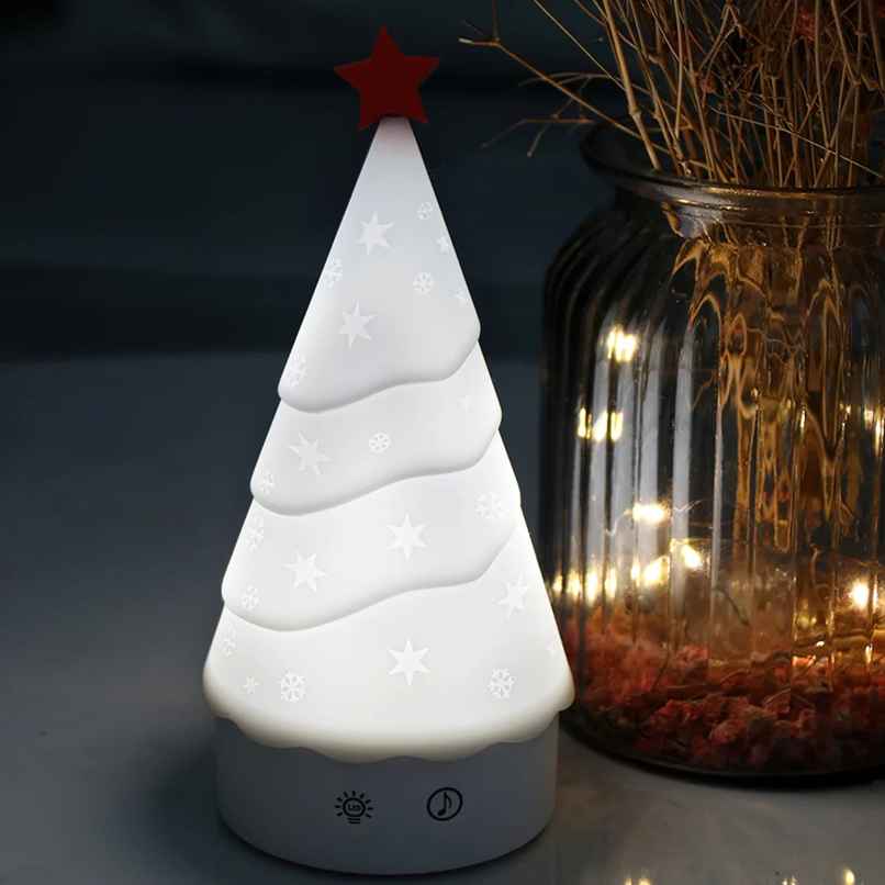 Desidiya Christmas Snow Tree Silicone LED Night Light - Rechargeable Festive Decor