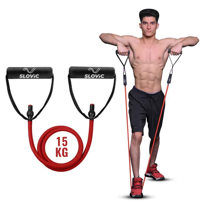 Slovic 15 kg Tube Resistance Band for Full Body Workout & Exercise | Natural and Unbreakable Rubber