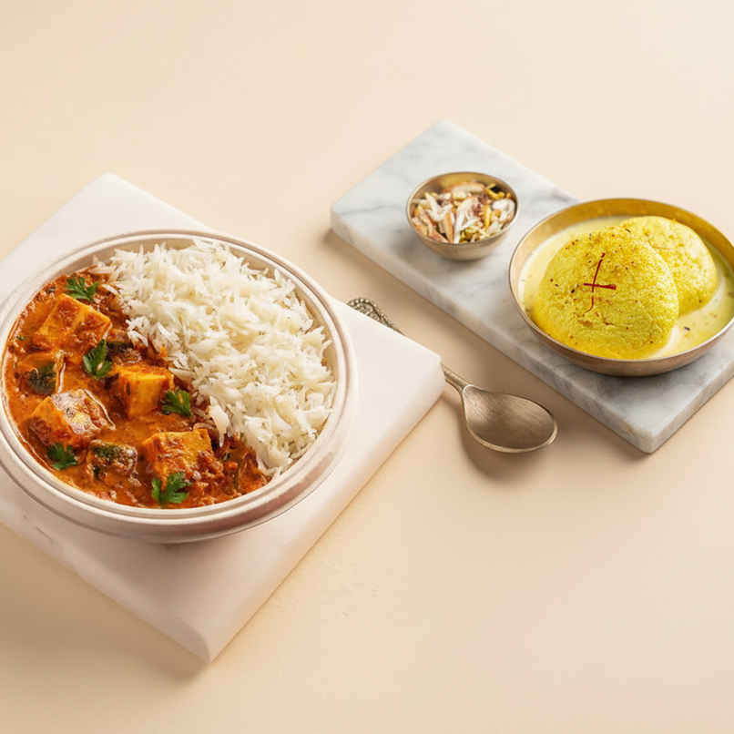 Paneer Makhani & Rice + Kesari Rasmalai