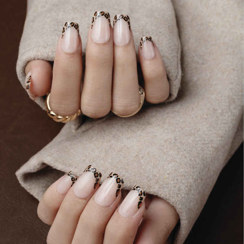 Pep Nails Safari Chic Medium Square Animal Print Soft Gel Reusable Press On Nails | 30 Nail Tips