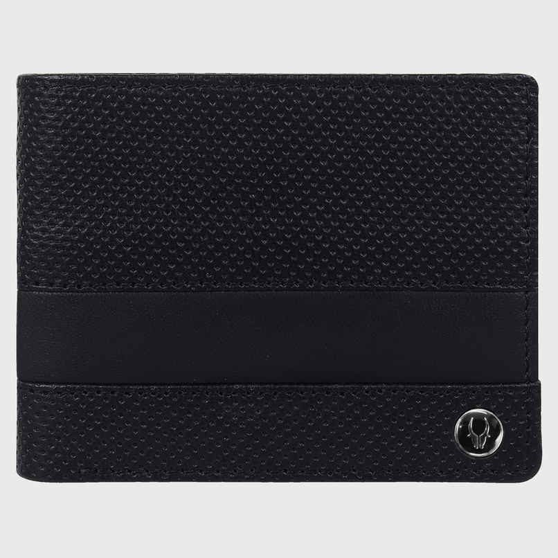 Wildhorn Men's Textured Genuine Leather Bi-Fold Wallet | Black - Free Size