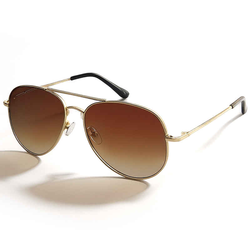 Slovic Unisex Aviators Sunglasses with UV400 Protection Lenses | Brown and Gold