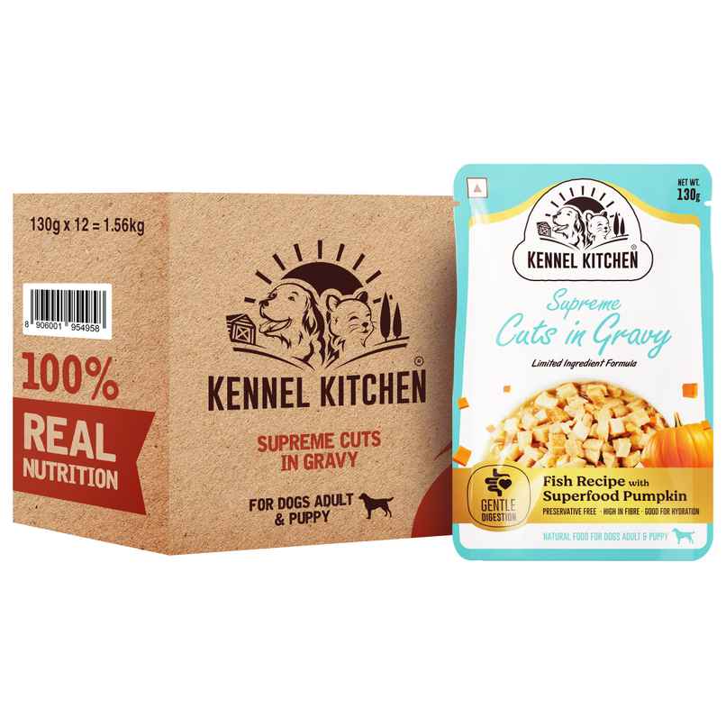 Kennel Kitchen Supreme Cuts In Gravy, Fish Recipe With Pumpkin | Wet Dog Food
