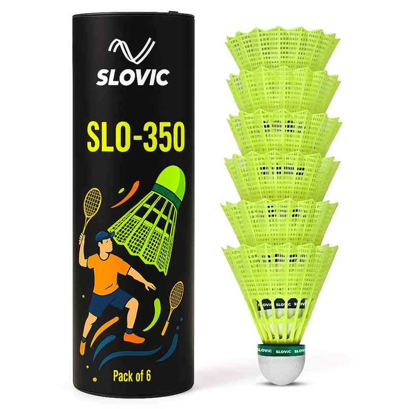 Slovic Nylon Feather Badminton Shuttle Cock with Aerodynamic Wing Rib Design | Pack of 6 Slovic Nylon Feather Badminton Shuttle Cock with Aerodynamic Wing Rib Design | Pack of 6