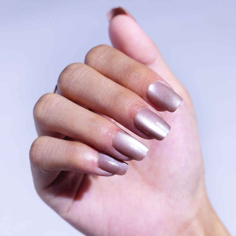 Pep Nails Bruna Medium Coffin Brown Cat Eye Reusable Press On Nails | 30 Nail Tips