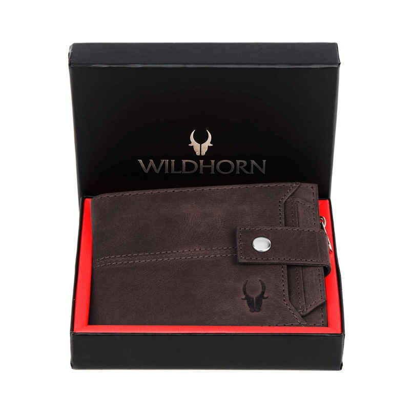 Wildhorn Men's Brand Logo Genuine Leather Bi-fold Wallet | Brown Wildhorn Men's Brand Logo Genuine Leather Bi-fold Wallet | Brown