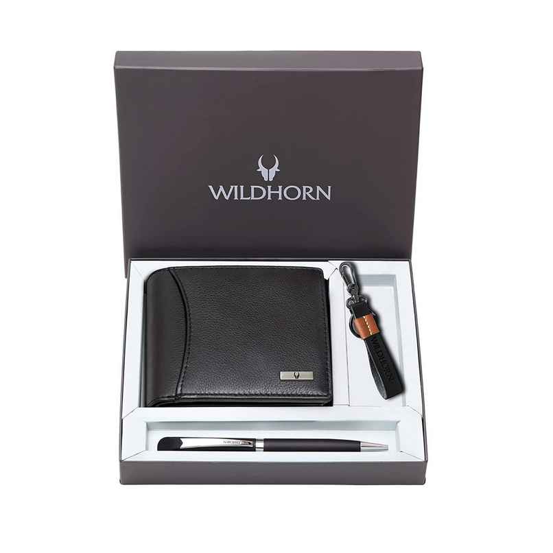 Wildhorn Men's Leather Wallet Gift Set | Black Wildhorn Men's Leather Wallet Gift Set | Black