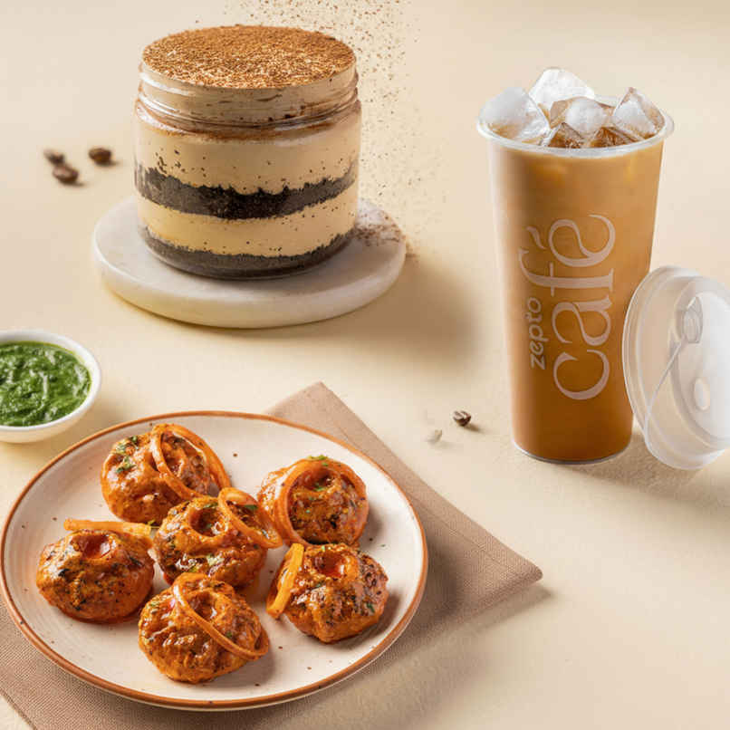 Chicken Tandoori Momos + Vietnamese Cold Coffee + Tiramisu