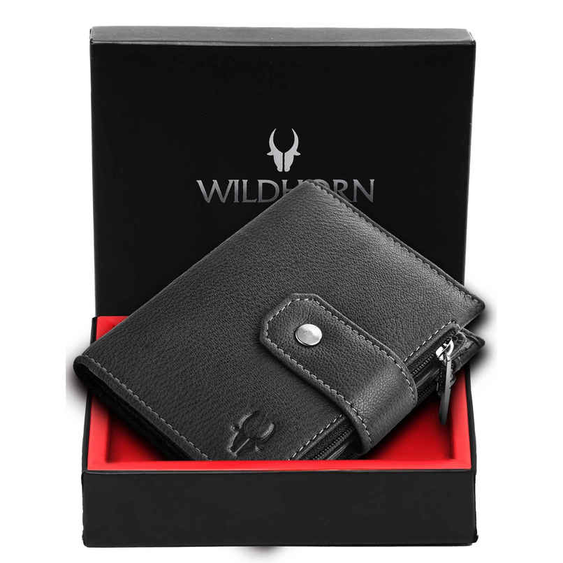 Wildhorn Men's Genuine Leather Bi-fold Wallet | Black Wildhorn Men's Genuine Leather Bi-fold Wallet | Black