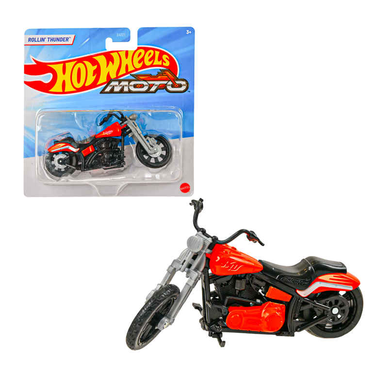 Hot Wheels 1:18 Moto 1 MOTO ROLLING THUNDER CHOPPER Toy Motorcycle for Collectors and Kids
