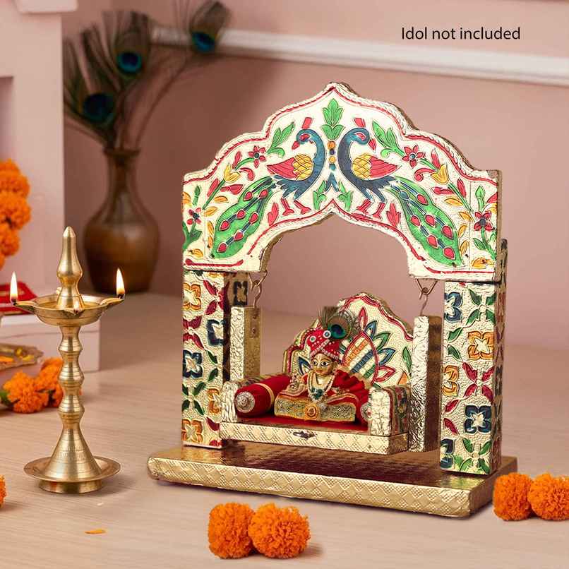 Peacock Aluminium Jhula for Laddu Gopal | Krishna Janmashtami Special