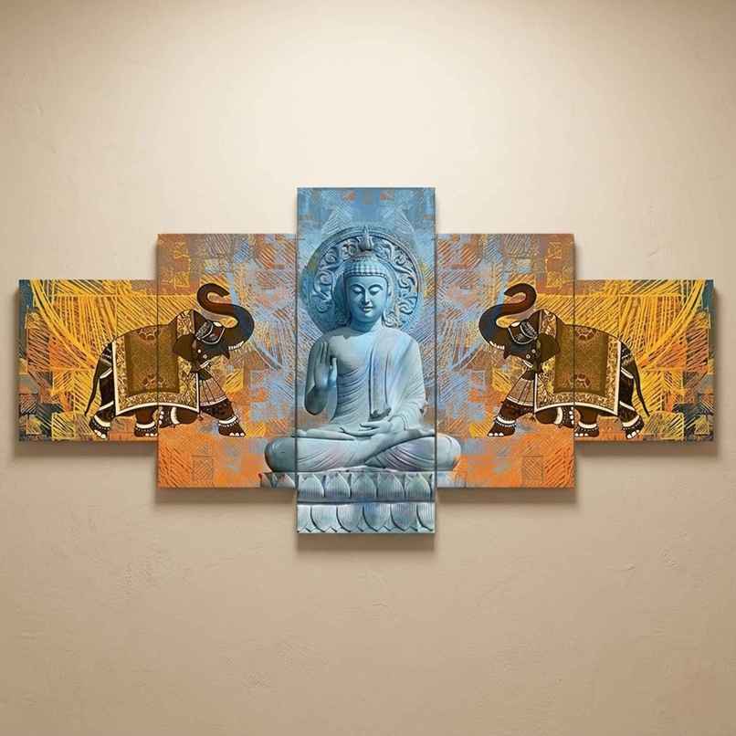 Perpetual Buddha Wall Painting for Living Room | 3D Scenery | 75 x 43 cm | with Frames