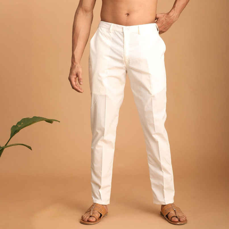 Vastramay Men's Viscose Blend Pyjama | Cream - S