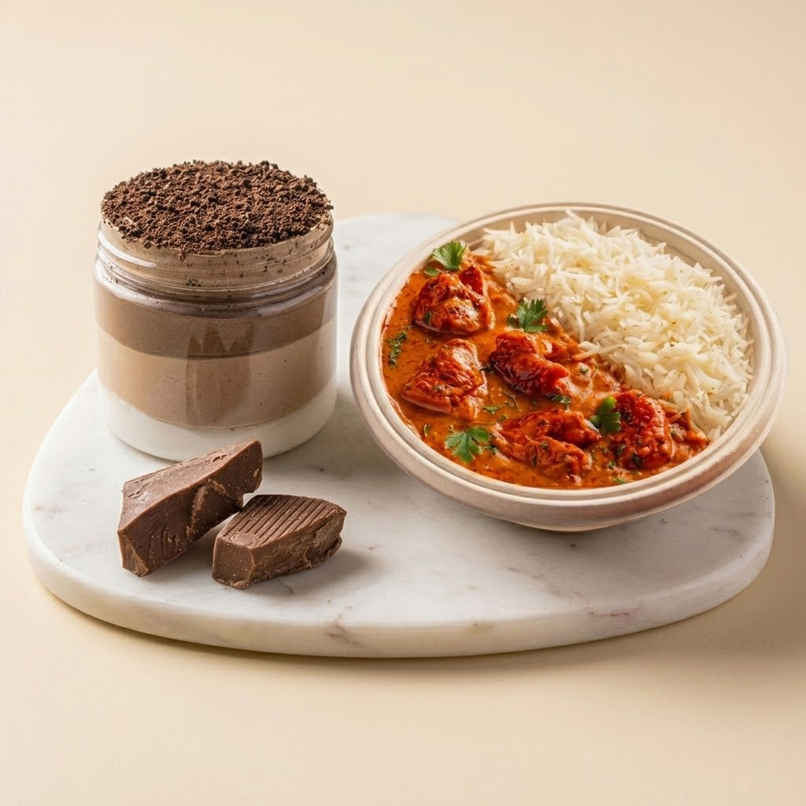 Butter Chicken & Rice + Chocolate Mousse