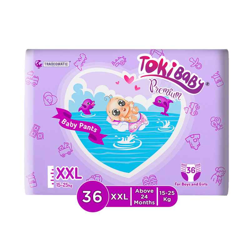 TokiBaby Premium Ultra Thin Pull Up Baby Diaper Pants | Size XXL | 24 Months | Pack Of 36