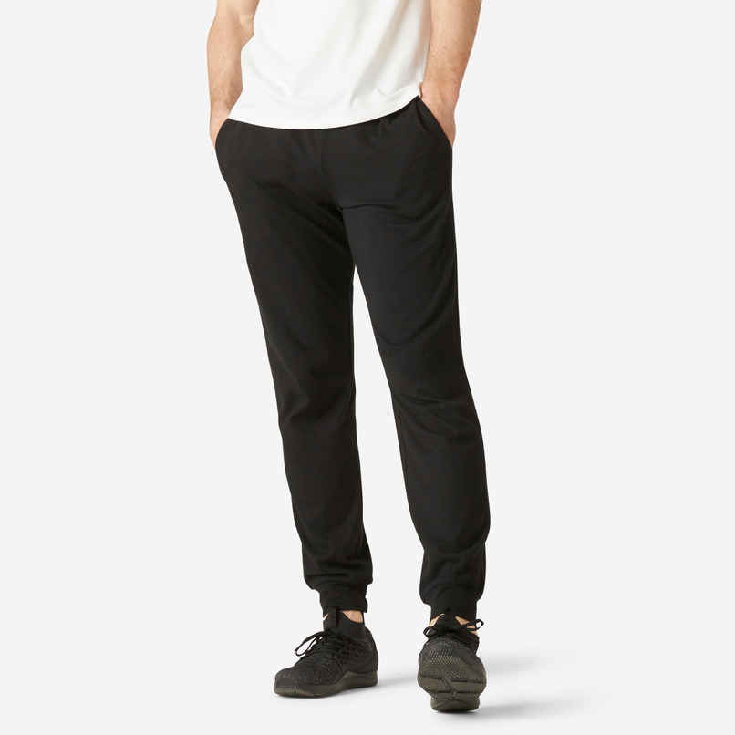 Decathlon Domyos Men Cotton Fitness Trackpants | Black | L