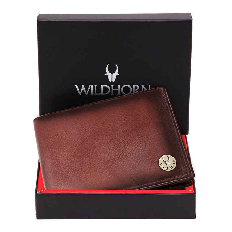 Wildhorn Men's Solid Genuine Leather Bi-Fold Wallet | Brown - Free Size