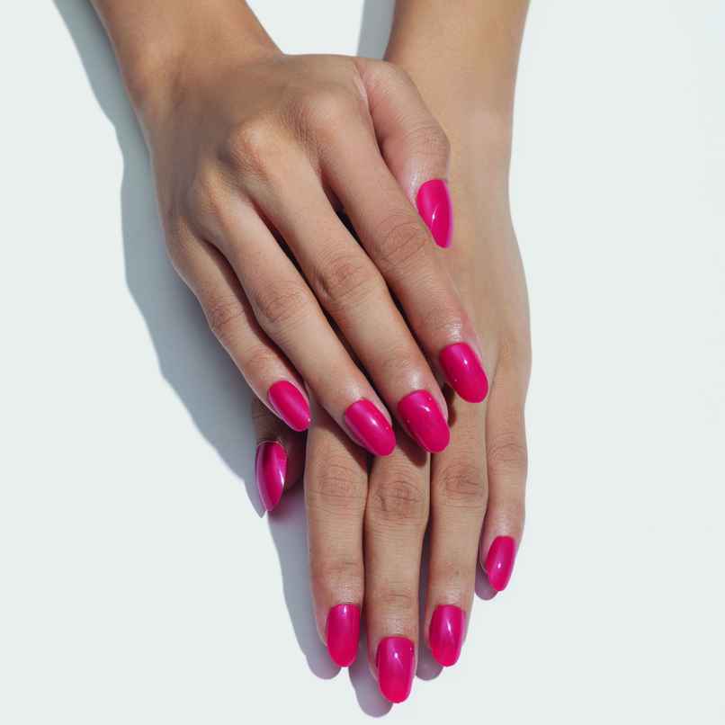 Pep Nails | Candy Pink | Hand Nails | Medium Round | Glossy Solid Press On Nails | 24 Tips