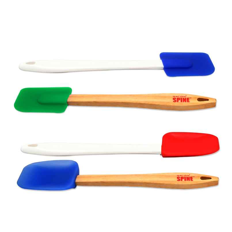 Spine Silicone Combo Set of 4pc |wooden & Pp Stick Spatula