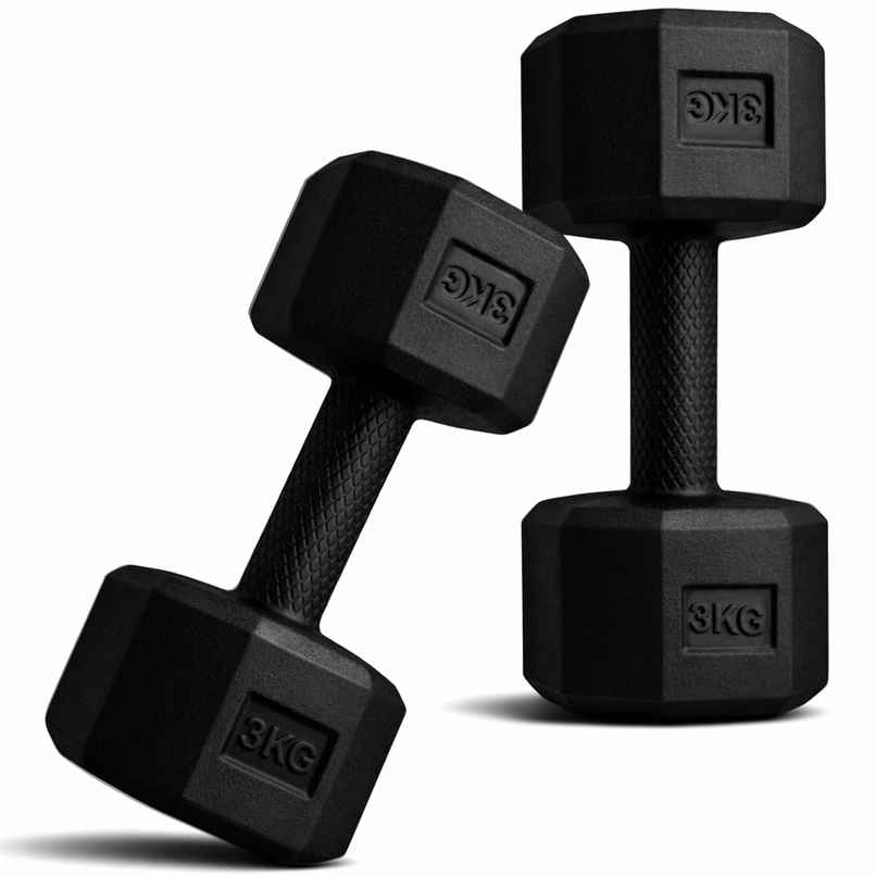 Slovic Non-Slip PVC Dumbbell Set | Ideal for Home & Gym Workout | 2 x 3 kg | Black Slovic Non-Slip PVC Dumbbell Set | Ideal for Home & Gym Workout | 2 x 3 kg | Black