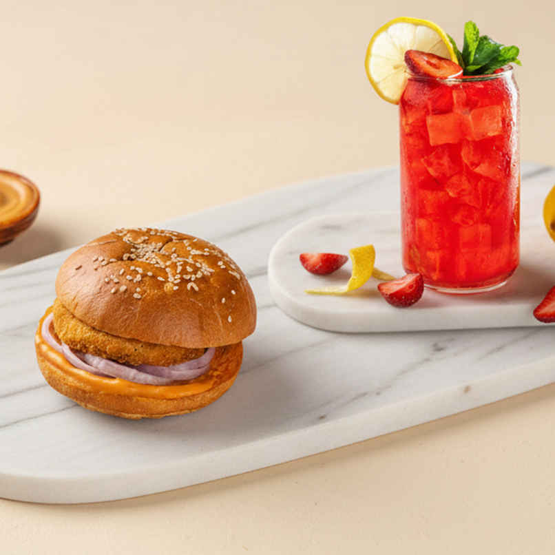 Chicken Classic Burger + Strawberry Lemonade
