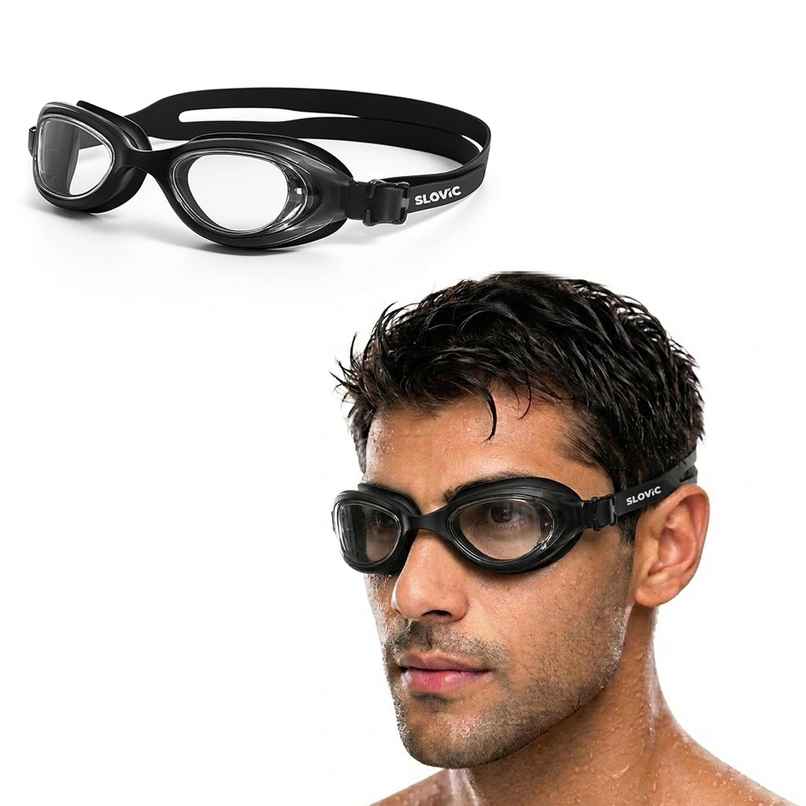 Slovic Adult Swimming Goggles - Basic Maca Green, Anti-Fog with Adjustable Strap