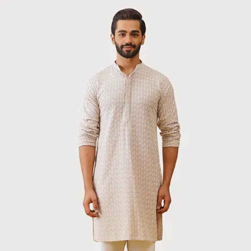 Jompers Men's Kurta | Ko 5005 | Beige - L