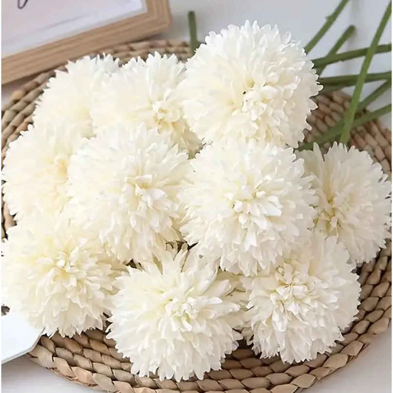 Tied Ribbons Set Of 6 Artificial Ball Flowers Bunches Without Vase