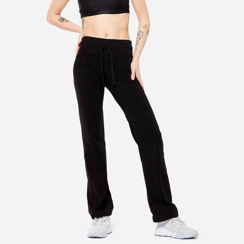 Decathlon Domyos Women's Stretchable, Quick-Dry Gym Trackpants | Black - XL