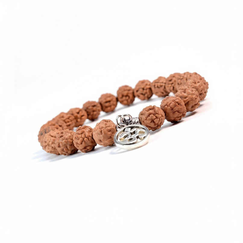 Seetara 5 Mukhi Rudraksha Bracelet with Om Charm for Spiritual Protection